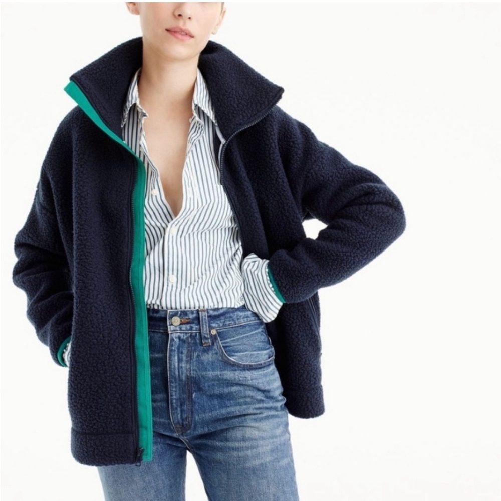 J. CREW POLARTEC SHERPA ZIP UP JACKET SWEATER